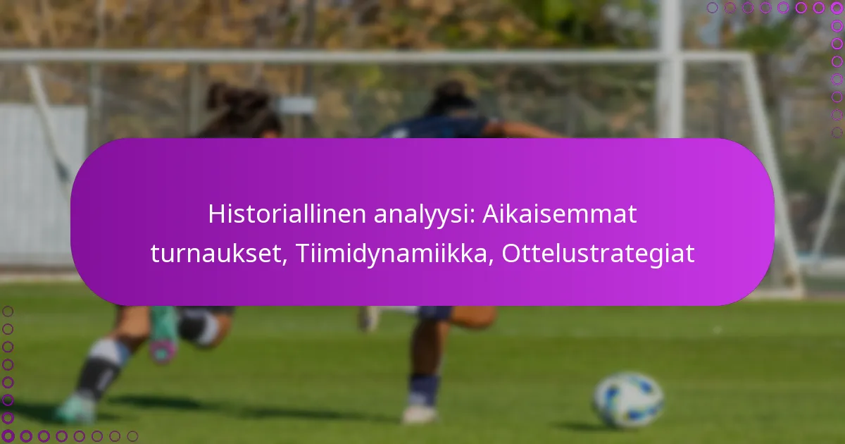 Historiallinen analyysi: Aikaisemmat turnaukset, Tiimidynamiikka, Ottelustrategiat