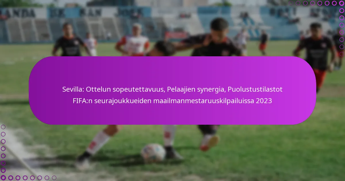 Sevilla: Ottelun sopeutettavuus, Pelaajien synergia, Puolustustilastot FIFA:n seurajoukkueiden maailmanmestaruuskilpailuissa 2023