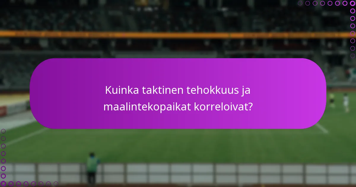 Kuinka taktinen tehokkuus ja maalintekopaikat korreloivat?